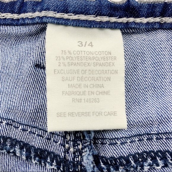 Distressed Denim Stretch Jean Shorts with Embroidered Pockets by Hydraulic - Picture 10 of 13